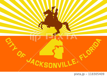 Flag of the city of Jacksonville, the capital of Florida, USA, original colors and proportions. Illustration Flag of the city of Jacksonville, the capital of Florida, USA, original colors and proportions. Illustration 118305409
