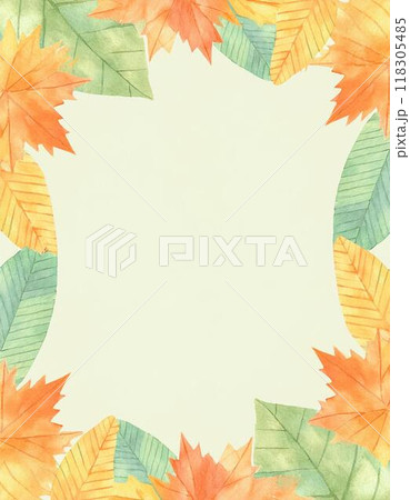 秋イメージのイラストフレーム、背景（AI生成素材） 118305485