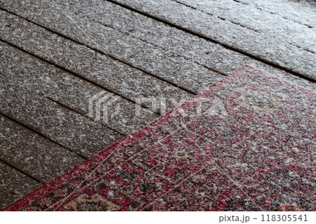 First snow on the veranda. First snow on the veranda. 118305541