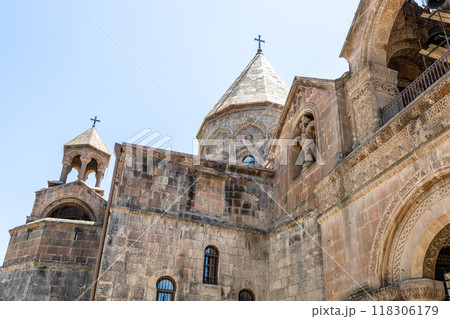 bottom view of Etchmiadzin Cathedral in Armenia bottom view of Etchmiadzin Cathedral in Armenia 118306179