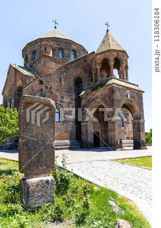 view of ancient khachkar and St Hripsime Church view of ancient khachkar and St Hripsime Church 118306184