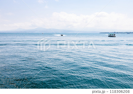 boats in Lake Sevan, Armenia in summer 118306208