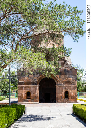 green tree and Church of Shoghakat in Etchmiadzin 118306301
