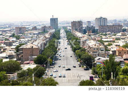 Mashtots Avenue from Erebuni hill in Yerevan city 118306519