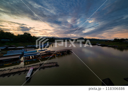 Sangkhla Buri, Kanchanaburi, Dramatic Sky Over Floating Village Sangkhla Buri, Kanchanaburi, Dramatic Sky Over Floating Village 118306886