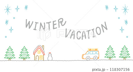雪の街並みの背景イラスト素材　白背景 118307156