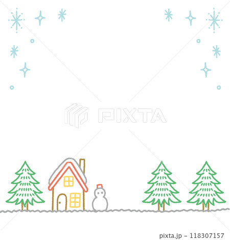 冬 雪景色 背景 イラスト 素材 白背景 冬 雪景色 背景 イラスト 素材 白背景 118307157