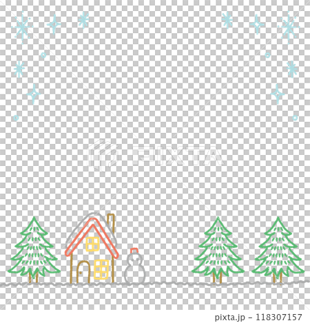 冬 雪景色 背景 イラスト 素材 白背景 冬 雪景色 背景 イラスト 素材 白背景 118307157