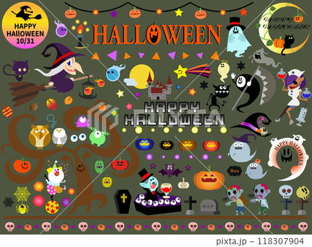 10月31日のHAPPY HALLOWEENハロウィンイベントベクターイラストセット 118307904