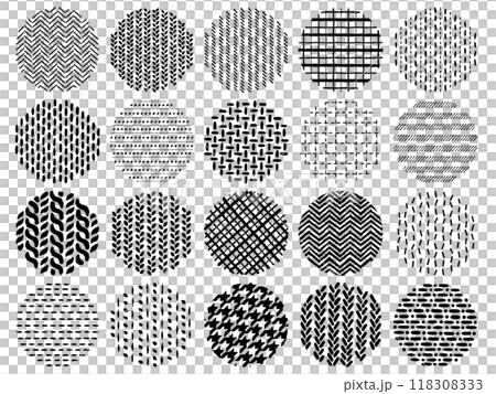 Set of circular hand-drawn stitch and knitting patterns 118308333