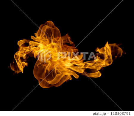 The red flames on a black background. 118308791