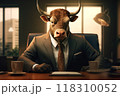 Executive Bull in a Business Suit 118310052