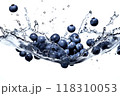 Blueberries Plunging into Water Splash 118310053