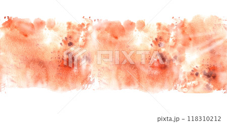 Hand painted watercolor Illustration colourful autumn spots and splashes seamless border, pattern. Isolated from background. Perfect texture for your creative design, background cards, flyers, prints 118310212
