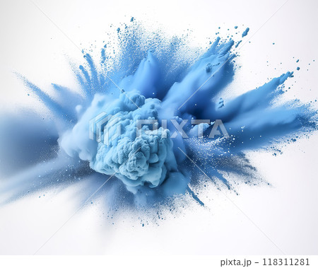 爆散する青い粉のイメージ素材 118311281