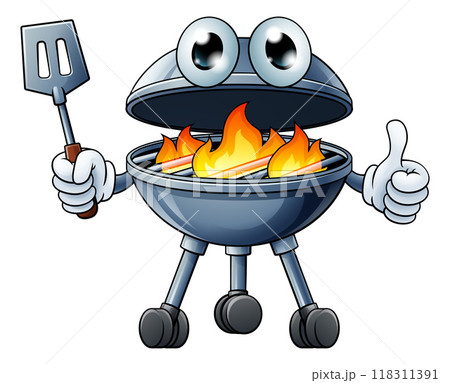 Barbecue Cartoon Mascot Charcoal BBQ Person 118311391