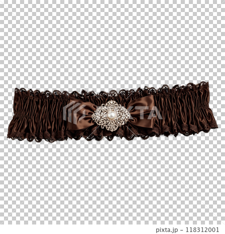 Chocolate brown velvet garter rich and luxurious gently lifting in a sophisticated swirl detailed 118312001