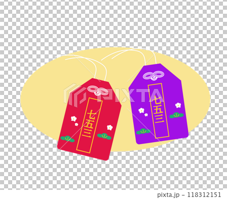Shichigosan amulet. Prayer. Vector illustration Shichigosan amulet. Prayer. Vector illustration 118312151