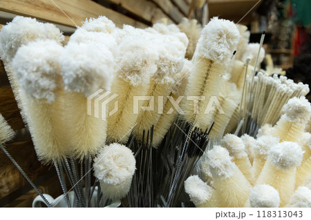 a large assortment of handmade natural bristle brushes 118313043