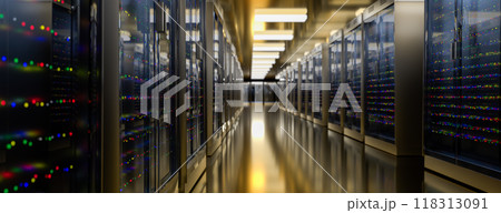 Server. Server data center. Backup, mining, hosting, mainframe, farm and computer rack with storage information. 3d rendering Server. Server data center. Backup, mining, hosting, mainframe, farm and computer rack with storage information. 3d rendering 118313091