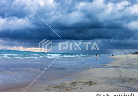 Beach with beautiful rain clouds Beach with beautiful rain clouds 118313538