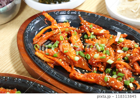 korea food. grilled deodeok root, mountain herb whose roots have restorative properties korea food. grilled deodeok root, mountain herb whose roots have restorative properties 118313845