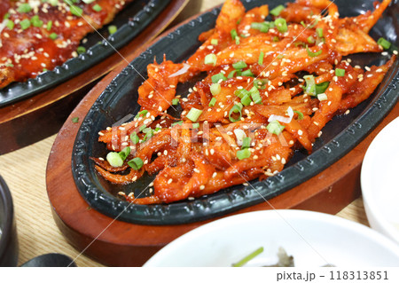 korea food. grilled deodeok root, mountain herb whose roots have restorative properties 118313851