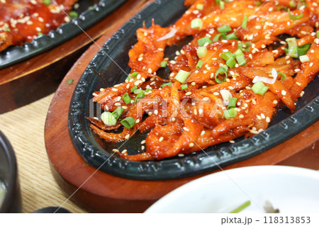 korea food. grilled deodeok root, mountain herb whose roots have restorative properties korea food. grilled deodeok root, mountain herb whose roots have restorative properties 118313853