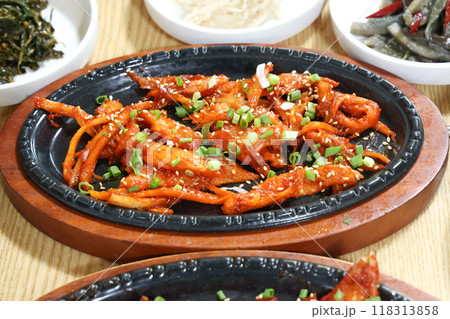 korea food. grilled deodeok root, mountain herb whose roots have restorative properties korea food. grilled deodeok root, mountain herb whose roots have restorative properties 118313858