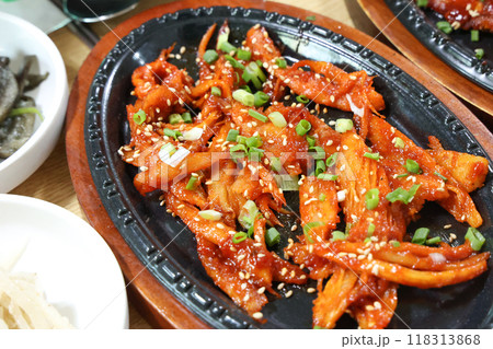 korea food. grilled deodeok root, mountain herb whose roots have restorative properties korea food. grilled deodeok root, mountain herb whose roots have restorative properties 118313868