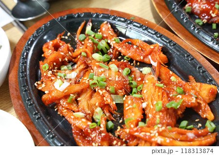 korea food. grilled deodeok root, mountain herb whose roots have restorative properties korea food. grilled deodeok root, mountain herb whose roots have restorative properties 118313874
