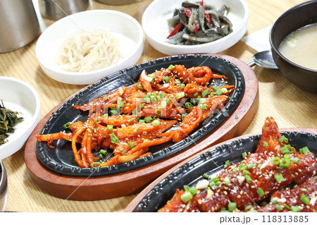 korea food. grilled deodeok root, mountain herb whose roots have restorative properties korea food. grilled deodeok root, mountain herb whose roots have restorative properties 118313885