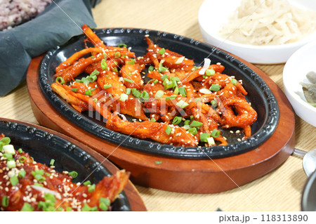 korea food. grilled deodeok root, mountain herb whose roots have restorative properties korea food. grilled deodeok root, mountain herb whose roots have restorative properties 118313890