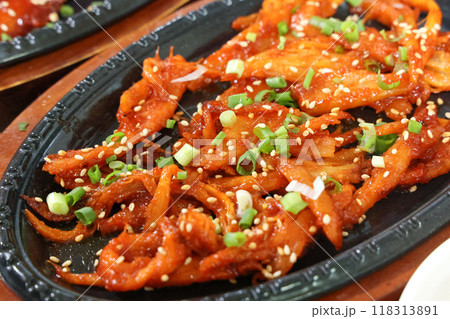 korea food. grilled deodeok root, mountain herb whose roots have restorative properties korea food. grilled deodeok root, mountain herb whose roots have restorative properties 118313891