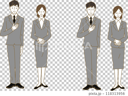 グレーのスーツの男性と女性 118313956