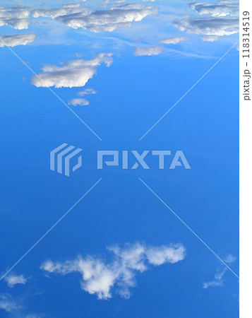 Blue Fluffy Clouds White in the Sky Autumn Day Skyscape Blue Fluffy Clouds White in the Sky Autumn Day Skyscape 118314519