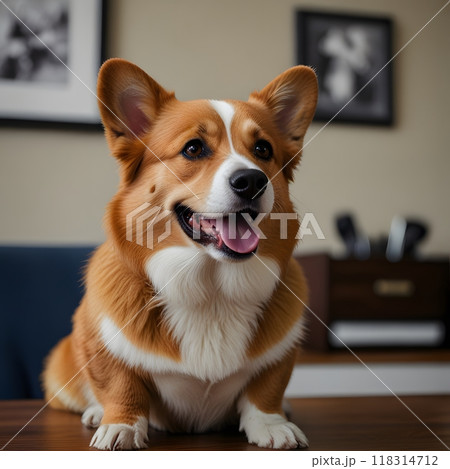 Business Corgi Dog working in the Office 118314712