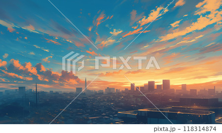 朝焼けの東京 118314874