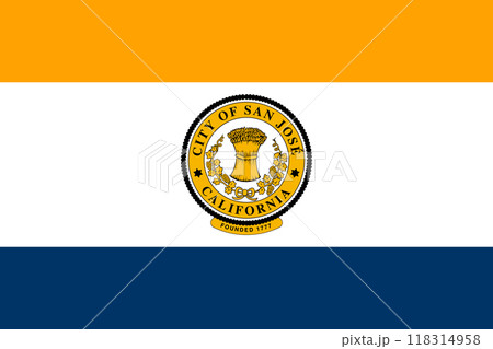 Flag of the city of San Jose, California, USA, original colors and proportions. Illustration 118314958