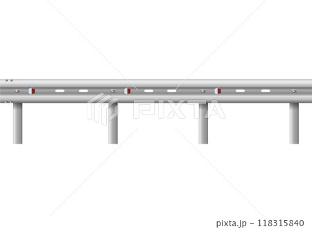 Metallic road barrier fence. 3d roadblock for safety on highway. Metallic road barrier fence. Vector 118315840