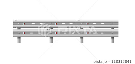 Metallic road barrier fence. 3d roadblock for safety on highway. Metallic road barrier fence. Vector 118315841