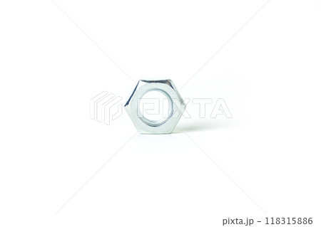 metal nut isolated on white background. Stainless steel Nut metal nut isolated on white background. Stainless steel Nut 118315886