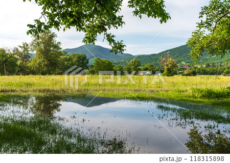 High water and seasonal flood in summer and autumn after raining. 118315898