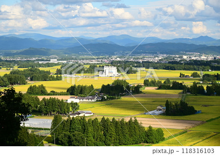 花巻八景 円万寺観音山から見る秋の水田地帯 花巻八景 円万寺観音山から見る秋の水田地帯 118316103