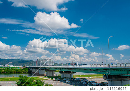 淀川に架かる道路橋 枚方大橋 淀川に架かる道路橋 枚方大橋 118316935