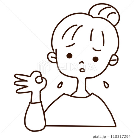 お金が足りず困る女の子　線画 118317294