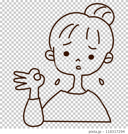A girl who is short of money - Line drawing 118317294
