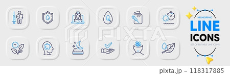 Leaves, Leaf dew and Mental conundrum line icons for web app. Pack of Tanning time, Mattress, Blood donation pictogram icons. Telemedicine, Vaccination passport, Anxiety signs. Vector Leaves, Leaf dew and Mental conundrum line icons for web app. Pack of Tanning time, Mattress, Blood donation pictogram icons. Telemedicine, Vaccination passport, Anxiety signs. Vector 118317885