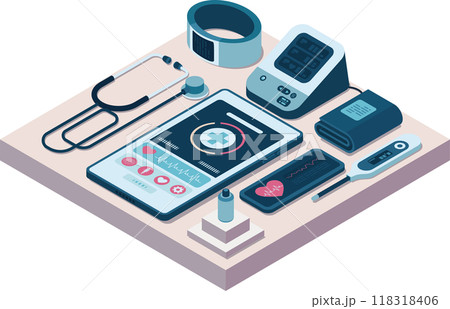 Isometric Telemedicine Equipment with Digital Devices 118318406
