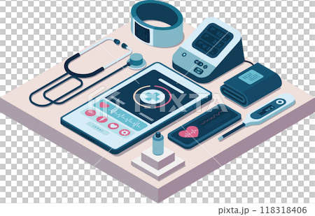 Isometric Telemedicine Equipment with Digital Devices 118318406